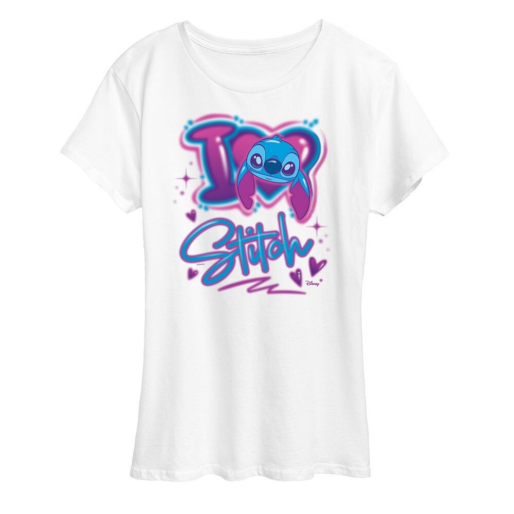 

Женская футболка с рисунком I Love Stitch Disney's Lilo & Stitch Licensed Character, белый
