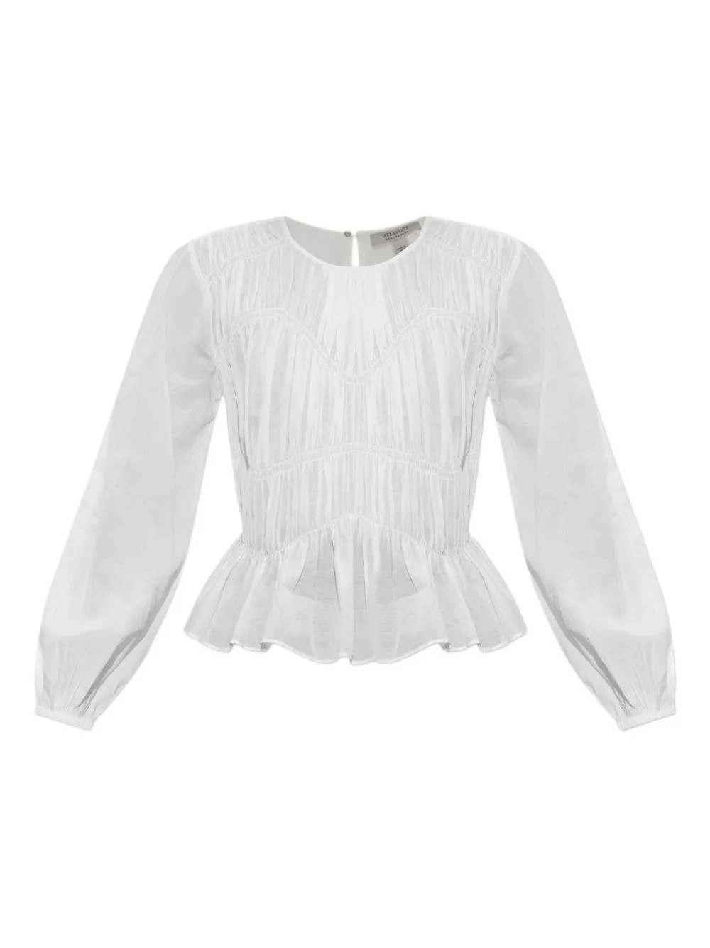 

Топ с оборками и сборками AllSaints, белый