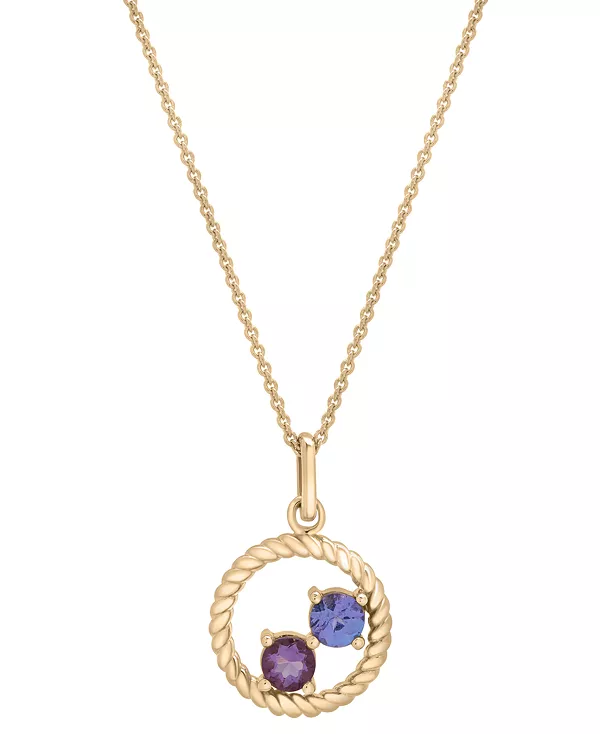 

Подвеска из танзанита (1/5 карата tw) и аметиста «Роза де Франс» (1/6 карата tw) с двумя камнями, круг 18 дюймов, из стерлингового серебра с позолотой 14 карат Macy'S, tanzanite