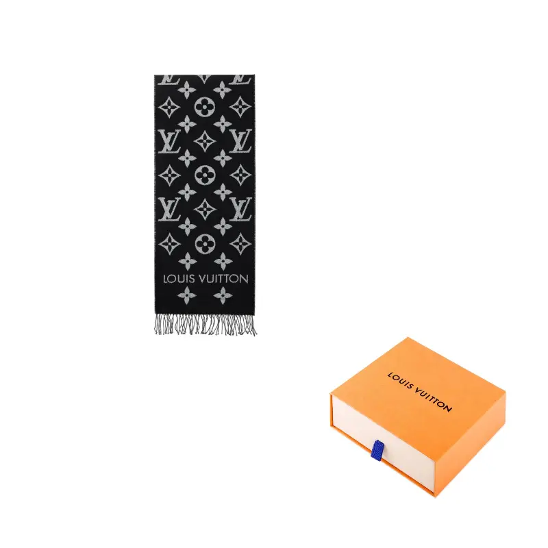 

LOUIS VUITTON Шерстяной вязаный шарф женский разноцветный, Black