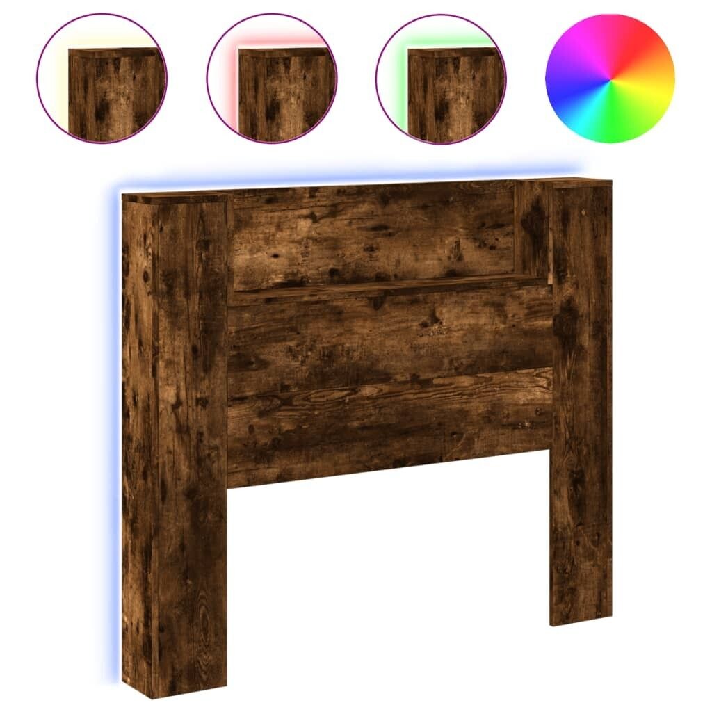 

VidaXL Изголовье LED с полками дуб дымчатый 120x16,5x103,5 см, коричневый