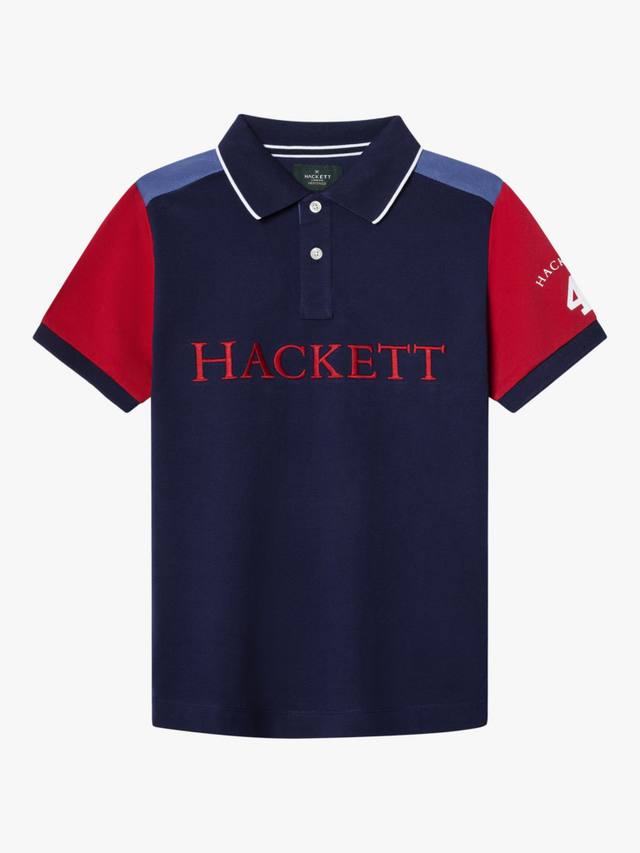 

Детская хлопковая пике поло с короткими рукавами Hackett London, Ink Blue/Multi
