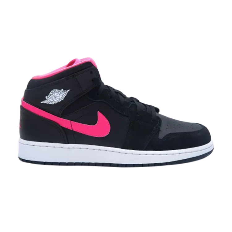 

Кроссовки Air Jordan 1 Retro Mid GS 'Hyper Pink', черный