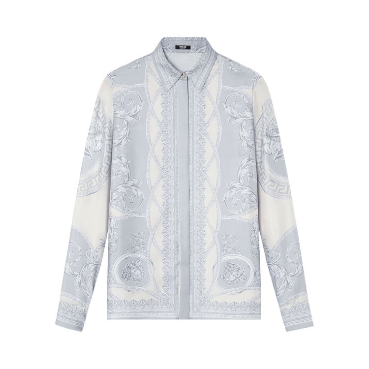 

Рубашка Versace La Coupe Des Dieux Silk Shirt Silver Grey/Champagne, серый