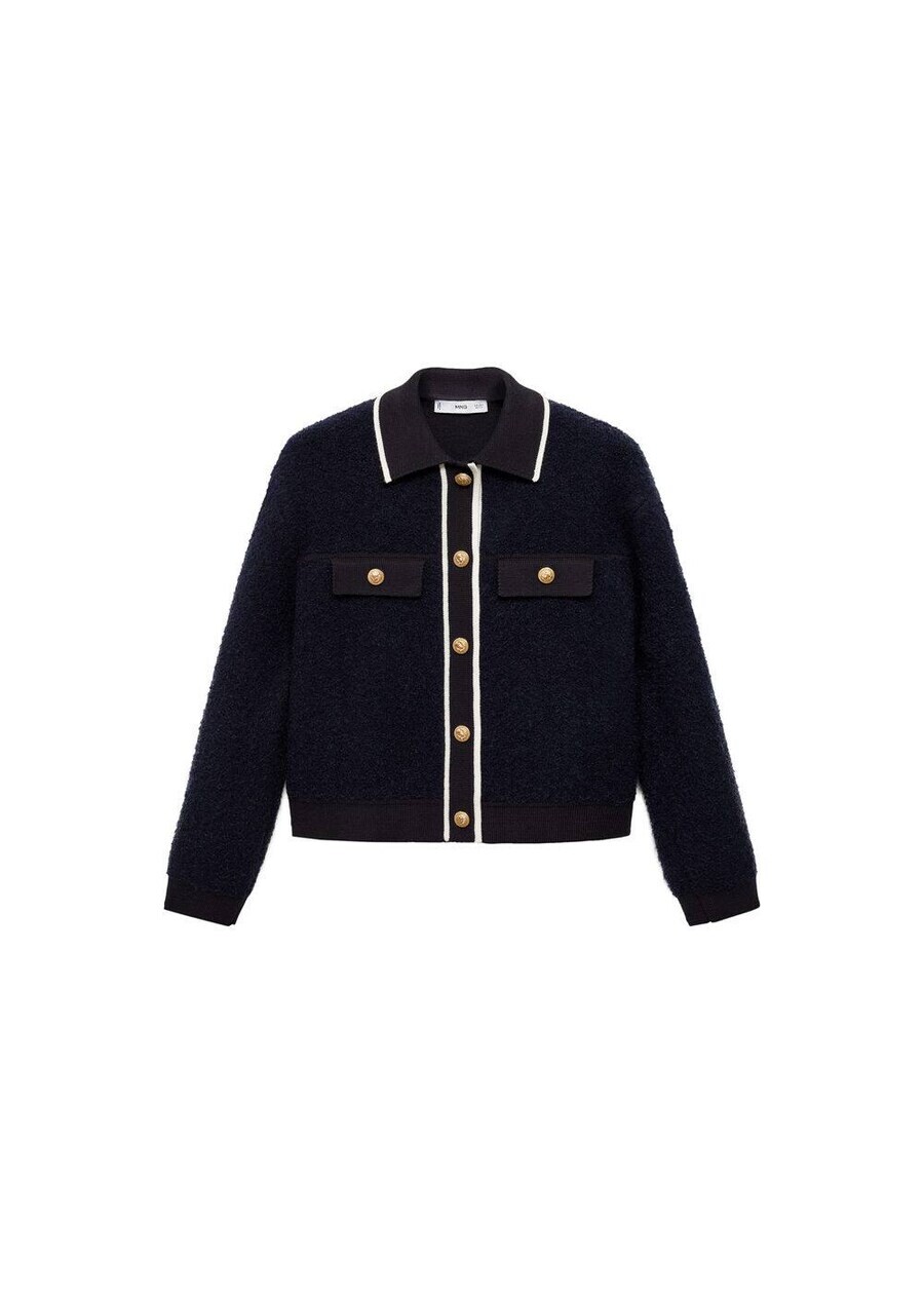 

Вязаный кардиган MANGO Knit Cardigan Nuria, темно-синий