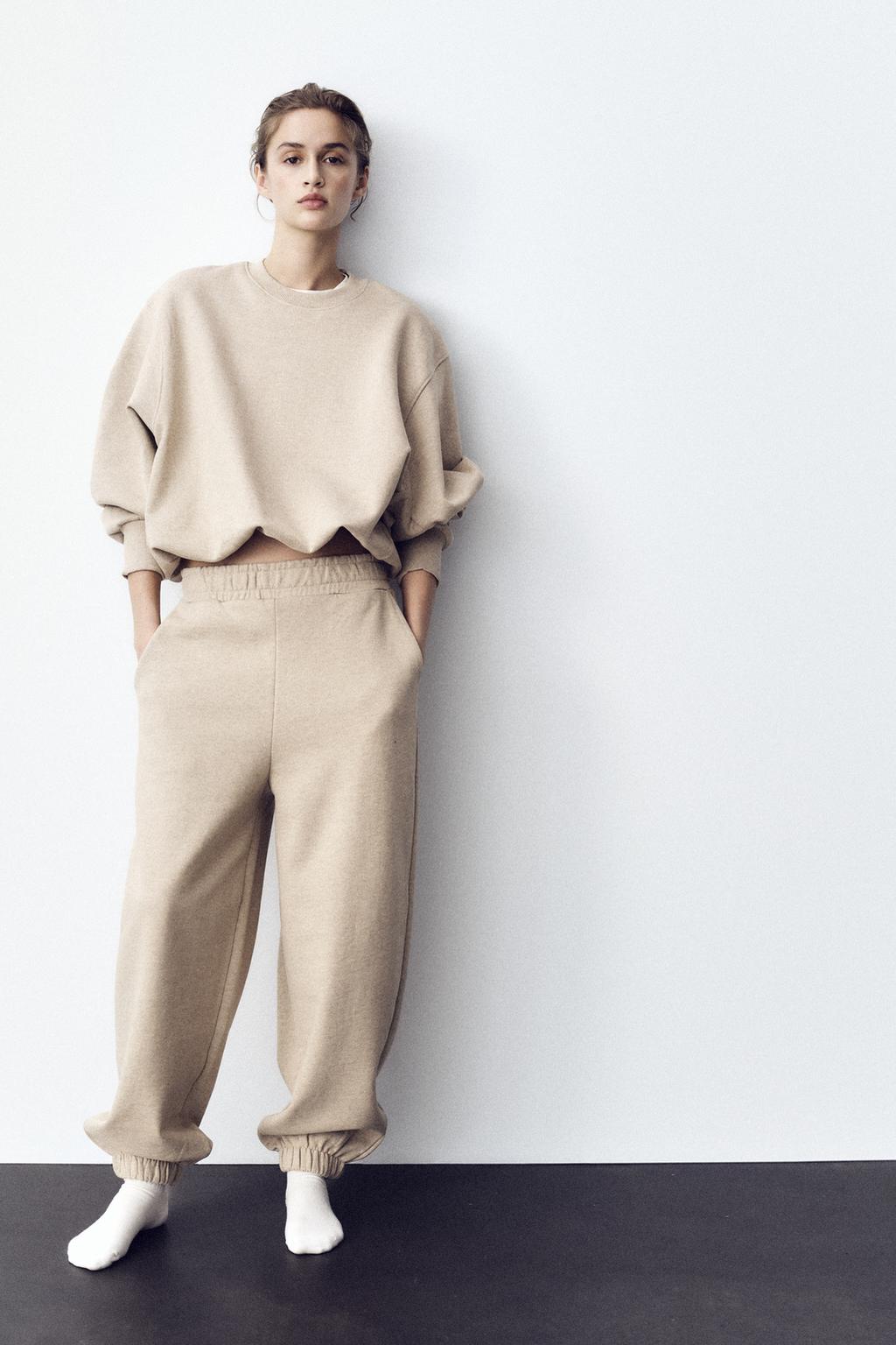 

Брюки для бега трусцой ZARA, цвет Tan marl