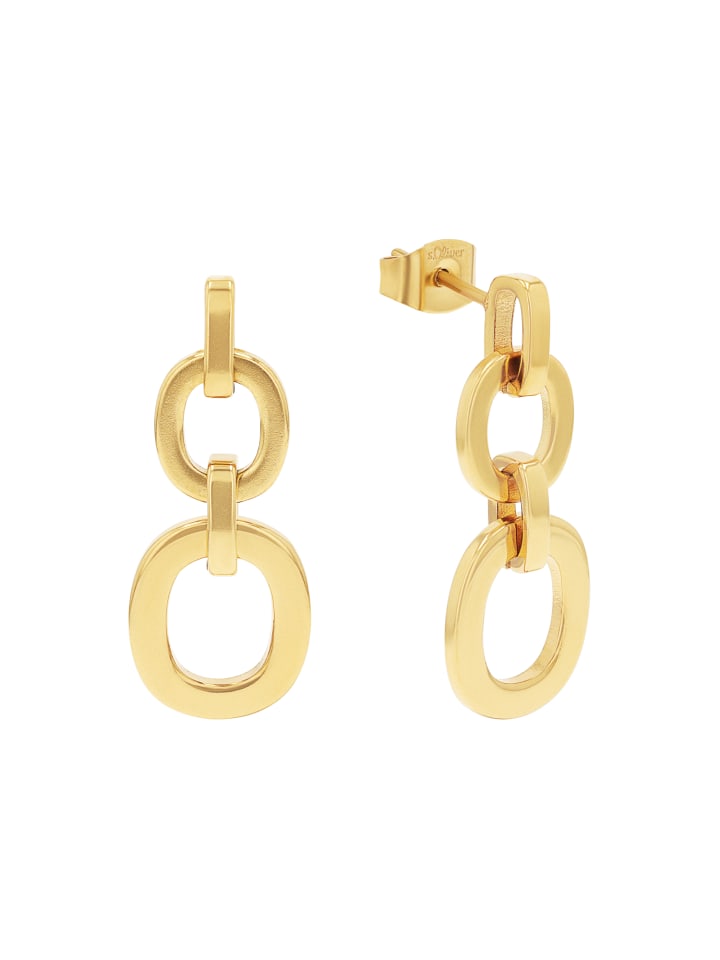 

s.Oliver Серьги-подвески из нержавеющей стали, с IP-покрытием из золота