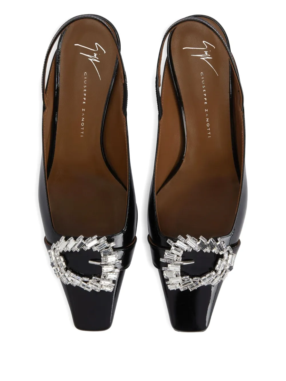 Туфли с ремешком на пятке и кристаллами Giuseppe Zanotti, черный — фото 3