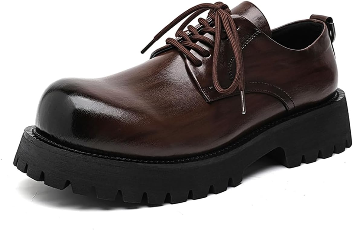 

Мужские туфли на платформе с загнутым носком, модные, официальные, деловые, для работы и офиса, повседневные массивные оксфорды Njzqkwm, коричневый