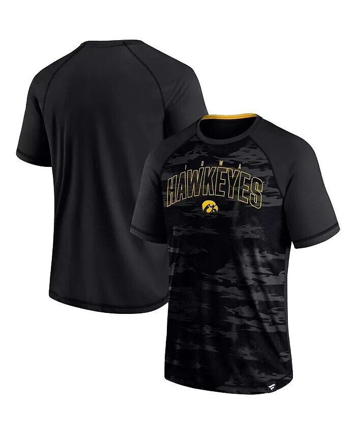 

Мужская черная футболка реглан Iowa Hawkeyes Arch Outline Fanatics