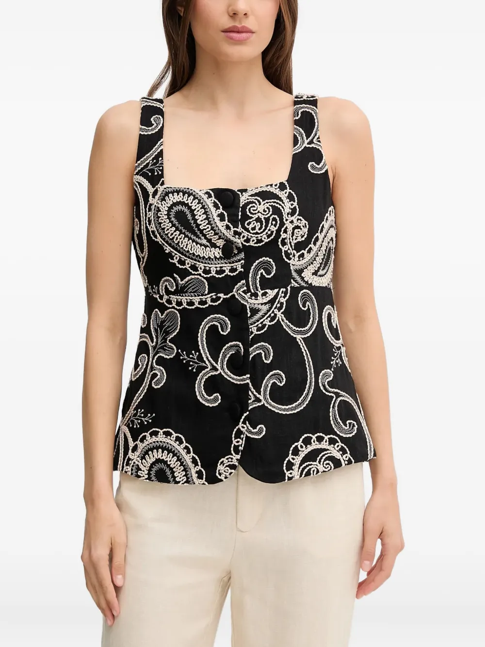 

Топ с вышитым узором пейсли Pedro Del Hierro, черный