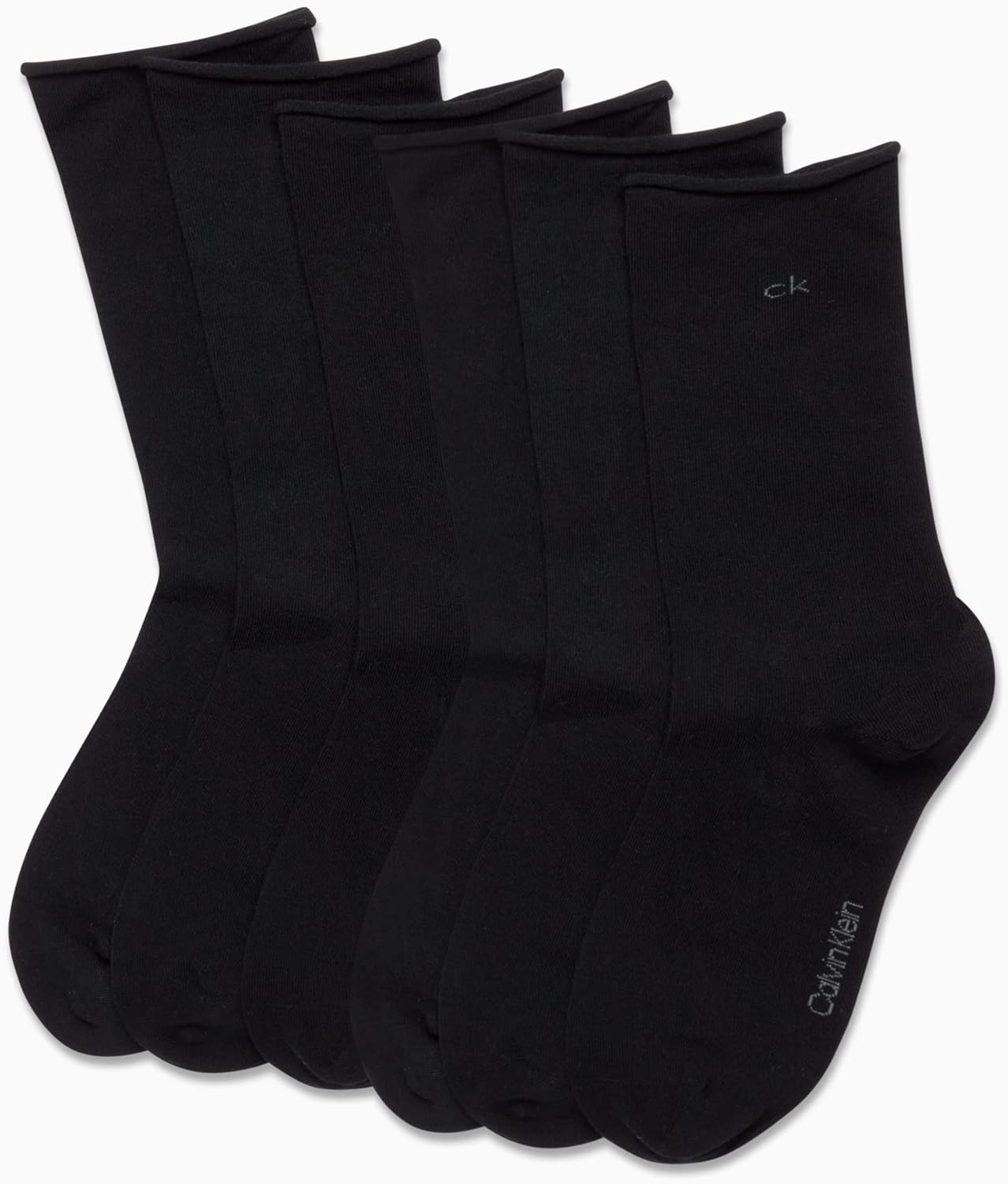 Женские носки Calvin Klein Crew Socks - 6 пар мягких хлопковых носков с отворотами на манжете, мини/средней длины, для женщин (размер обуви: 4-10), Black — фото 2