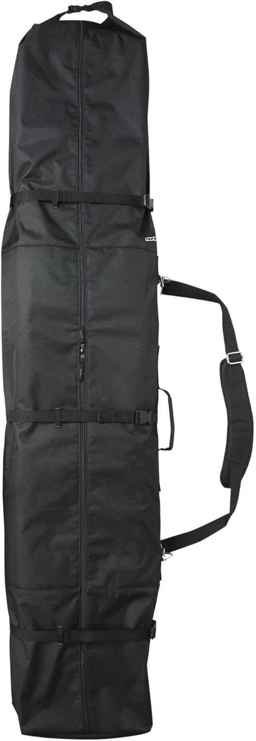 

Чехол для сноуборда North Peak NP-5059 BK, 3-секционный, можно хранить одежду, доски, ботинки, аксессуары и т. д., регулируемая длина, встроенная подушка, регулировка держателя, совместимый размер: 57,1-70,9 дюйма (145-180 см), Черный, Чехол для сноуборда