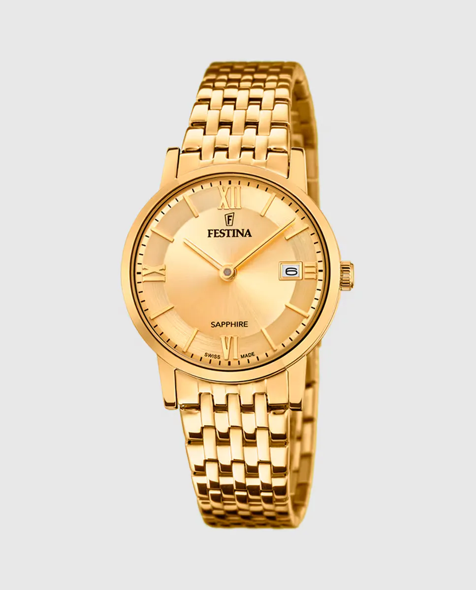 

Женские часы F20021/2 Swiss Made из золотой стали Festina, золотой