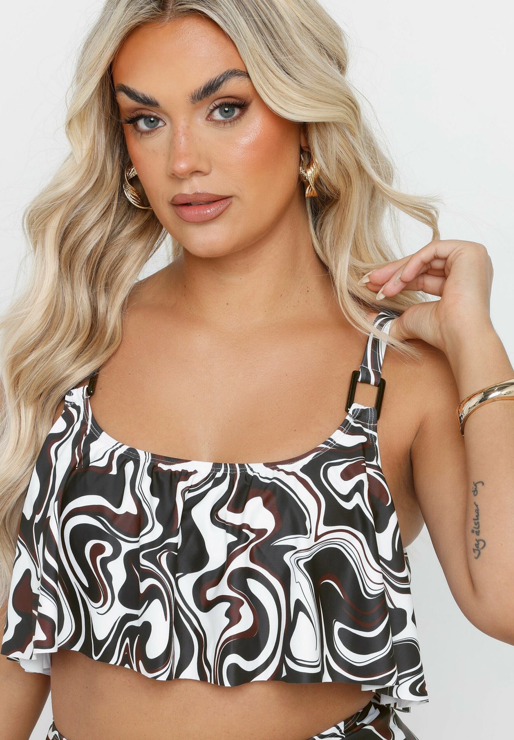 

Верх бикини SWIRL PRINT Yours Clothing, коричневый