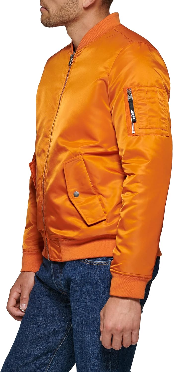 Легкая мужская куртка-бомбер Levi's MA-1 Flight на молнии, Orange Ma-1 Filled — фото 3