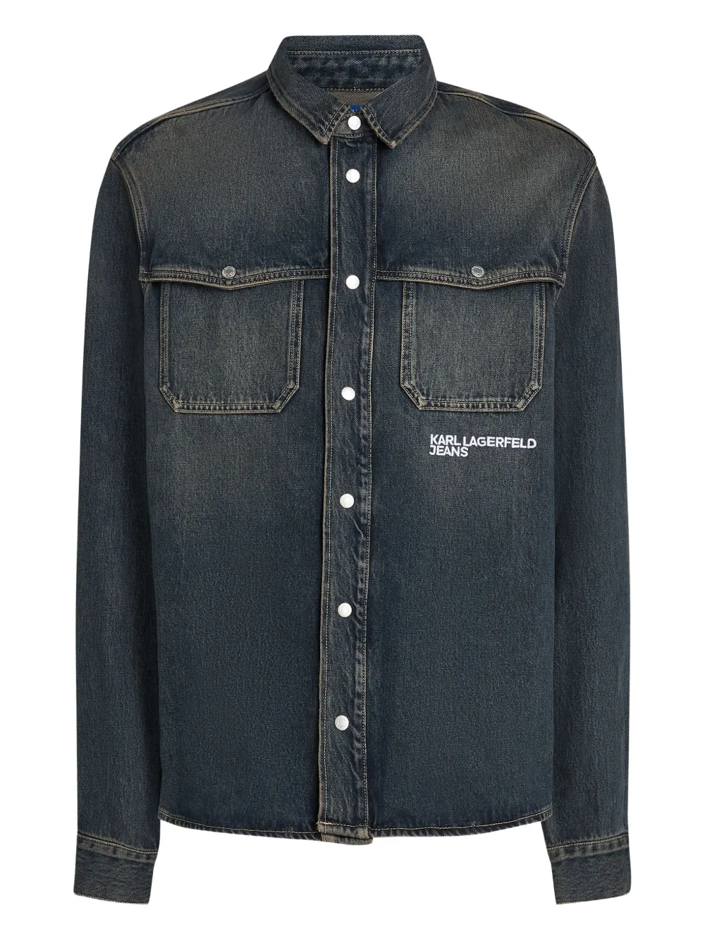 

Джинсовая рубашка с вышитым логотипом Karl Lagerfeld Jeans, синий