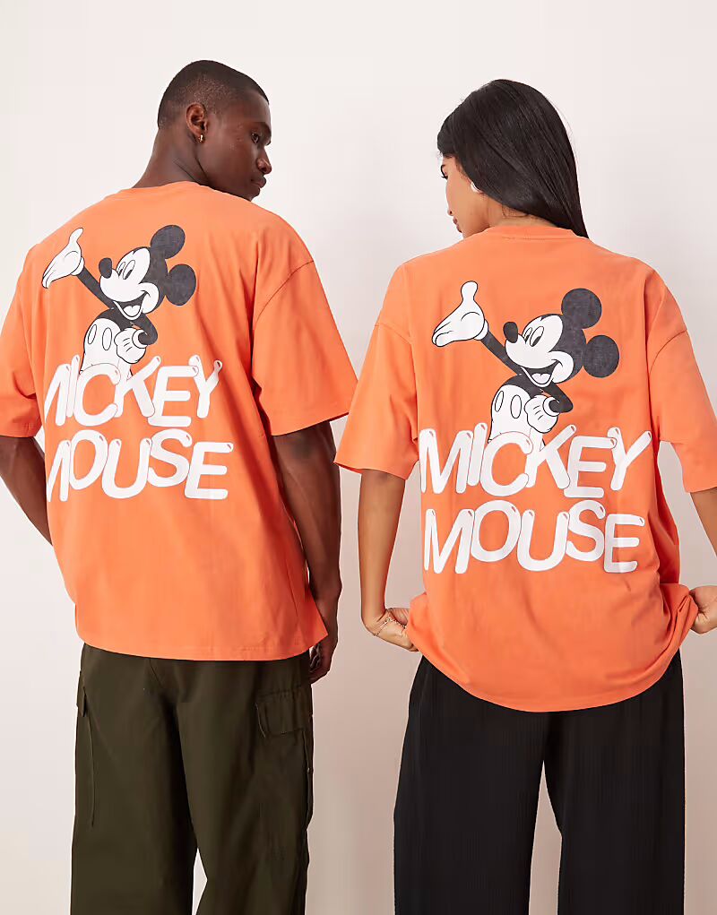 

Футболка унисекс оверсайз ASOS DESIGN Disney с принтом Микки Мауса в выцветшем оранжевом цвете
