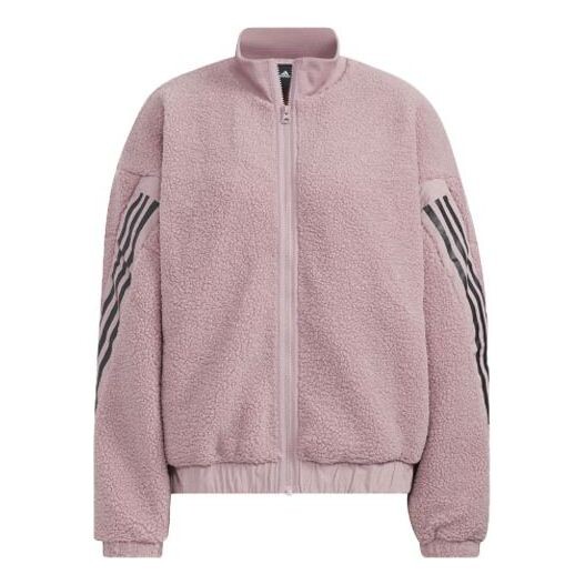 

Куртка contrasting colors stripe splicing sports jacket purple pink Adidas, розовый