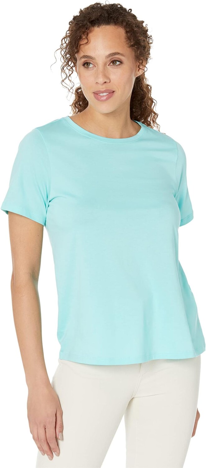 

Футболка Eileen Fisher Round Neck Short Sleeve Tee in Organic Pima Cotton Jersey, цвет Aqua
