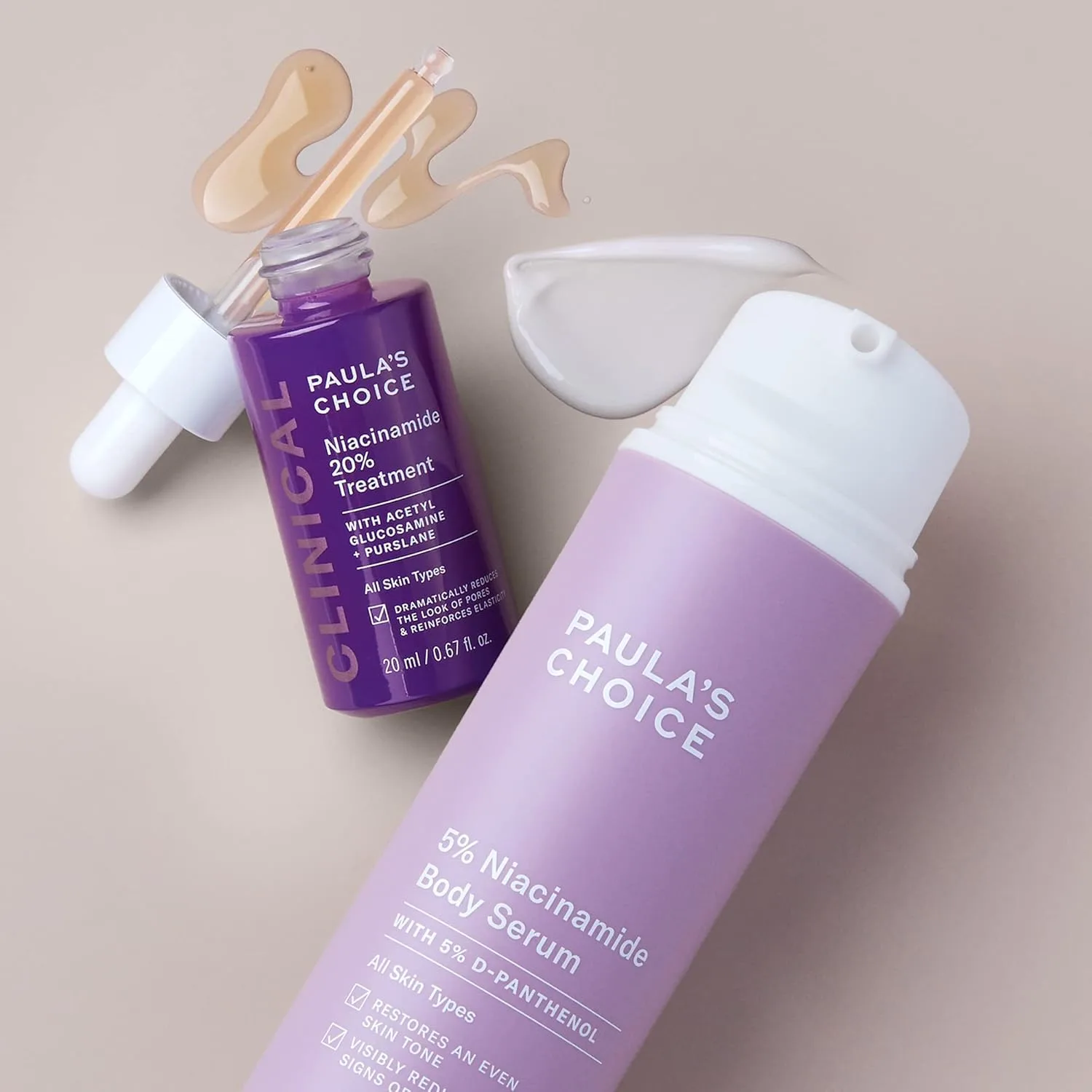 Paula's Choice 5% ниацинамид сыворотка для тела + CLINICAL 20% ниацинамид средство для лица и тела, набор для пигментации, покраснений и неровной кожи, все типы кожи — фото 2