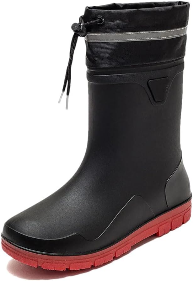 

Мужские высокие дождевые сапоги Водонепроницаемые защитные однотонные дождевые сапоги Мужские резиновые ботинки Платформенные сапоги Generic, красный