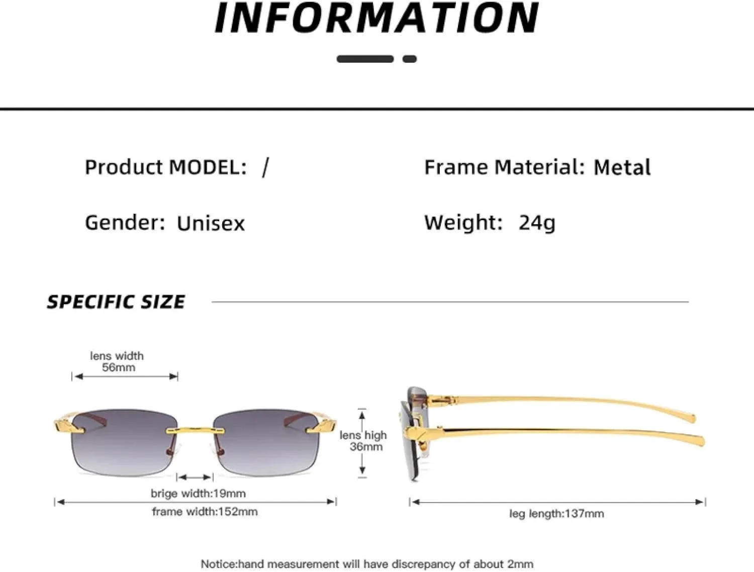 

Модные винтажные солнцезащитные очки без оправы для женщин и мужчин, роскошные, популярные, для путешествий и вождения, металлические, маленькие TKKTLLT, Gold Tea