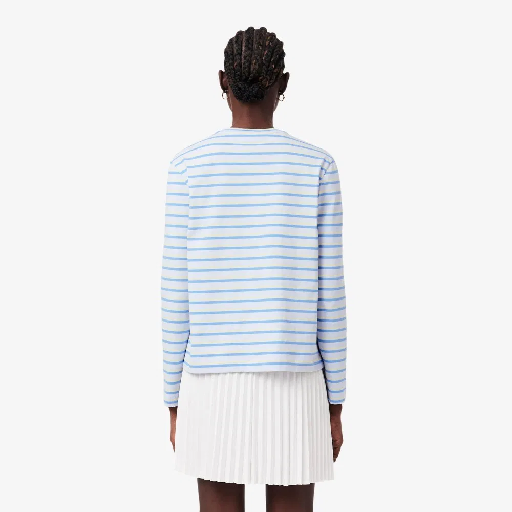Футболка Lacoste с длинным рукавом, мультиполоска, синяя — фото 3