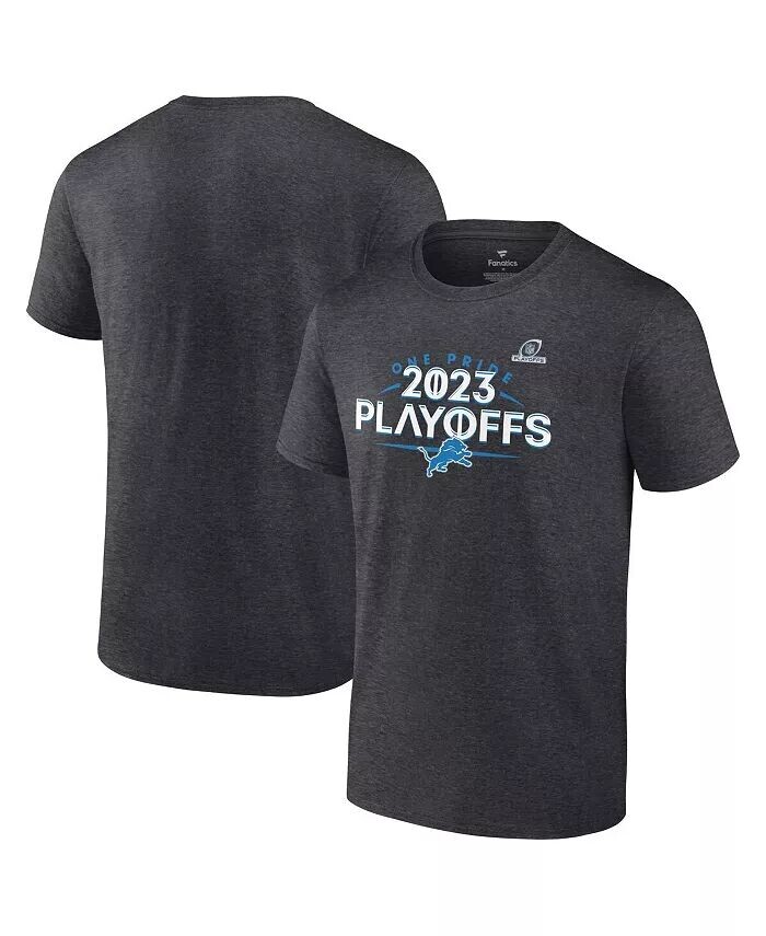 

Мужская футболка Heather Charcoal Detroit Lions 2023 NFL Playoffs Fanatics, черный
