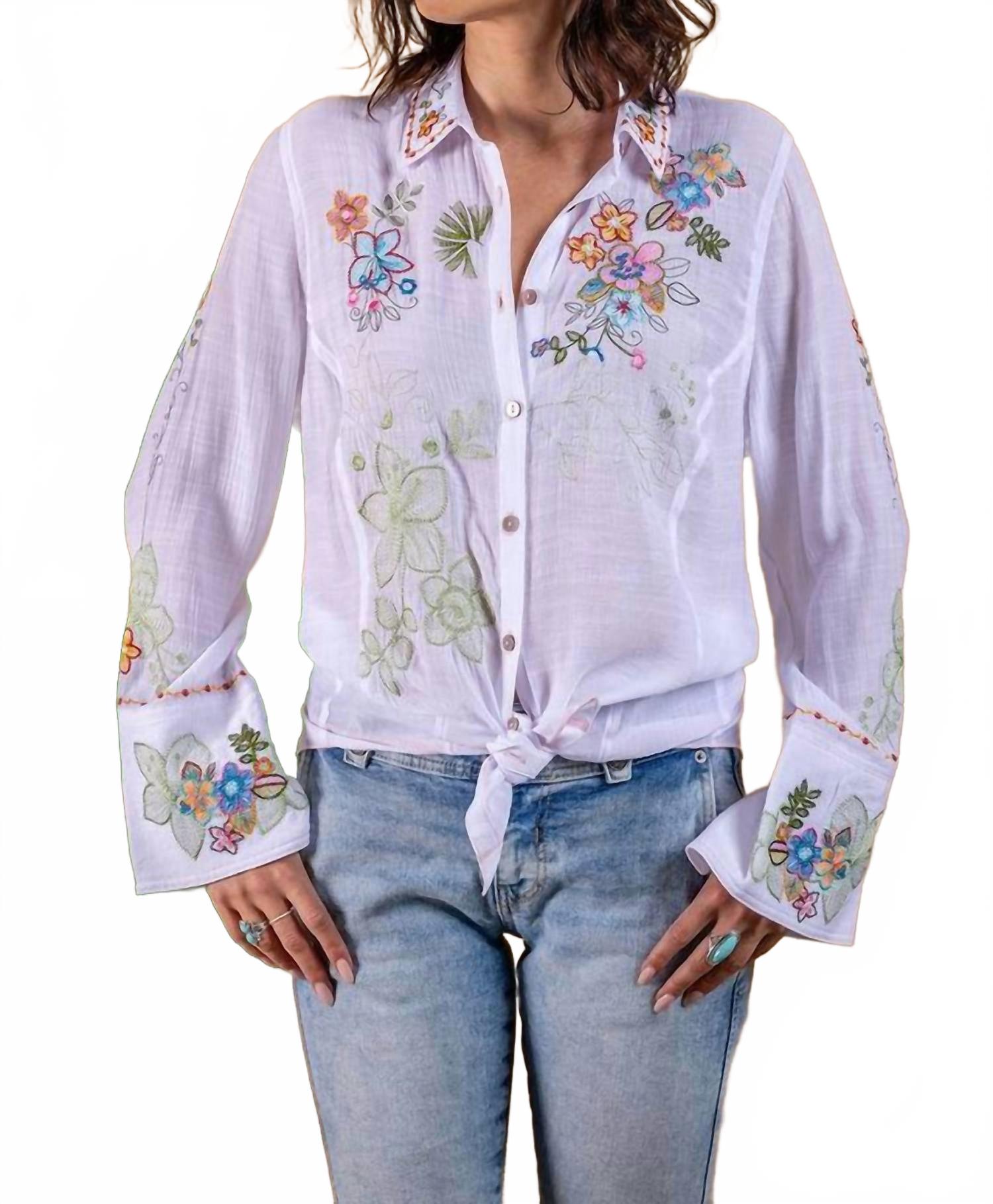 

Женская белая блуза с вышивкой PAPARAZZI