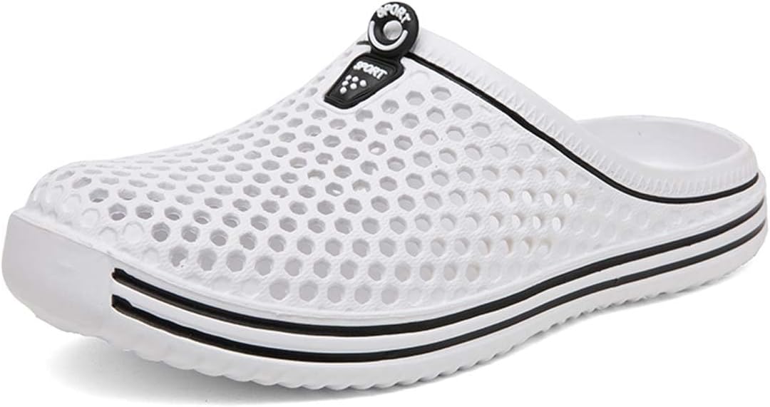 

HYDLONGR Мужские и женские легкие дышащие садовые туфли с противоскользящей подошвой, быстро сохнущие пляжные сандалии, водоотталкивающие тапочки, сабо, мюли, белый