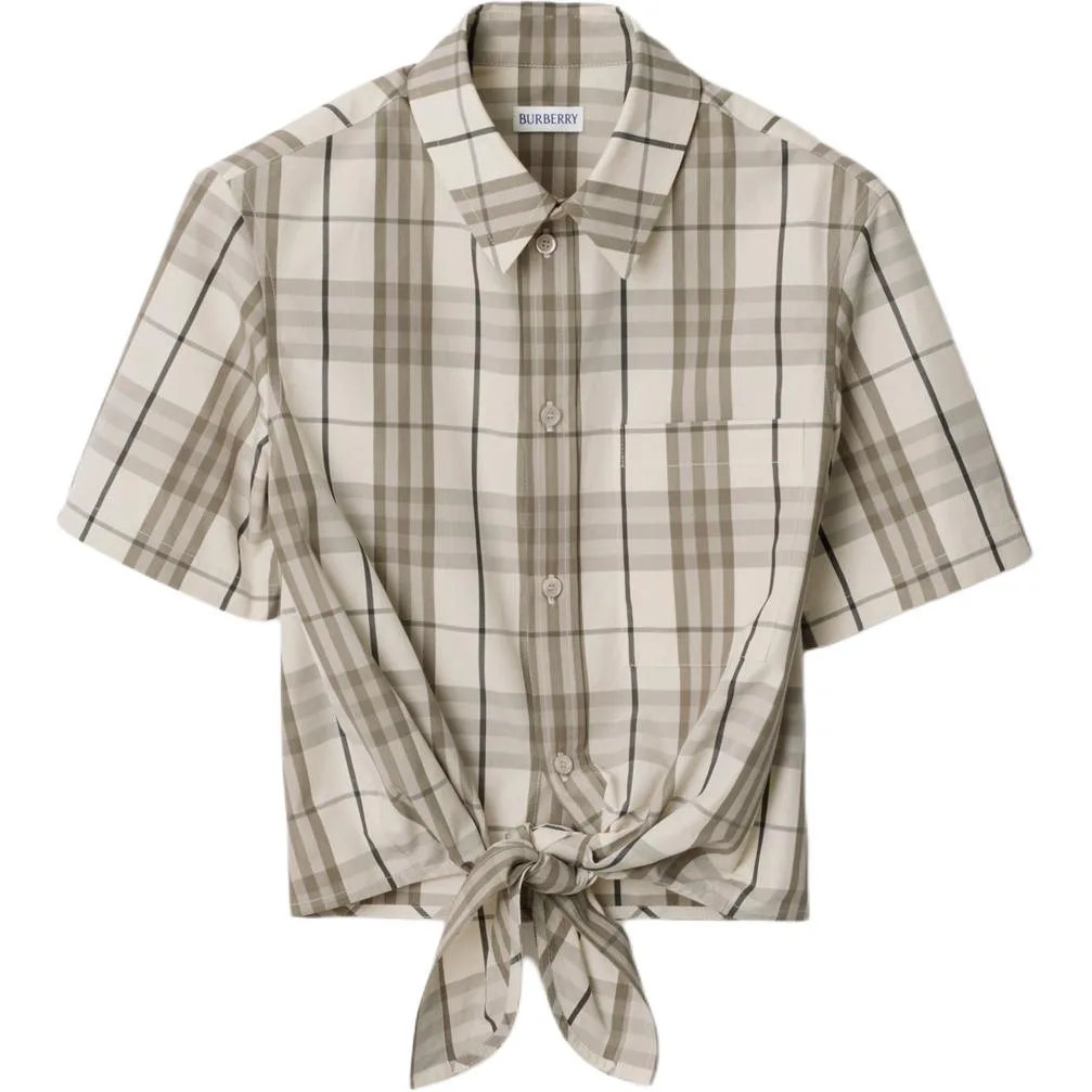 Рубашка Burberry, клетка, летняя, мультиколор