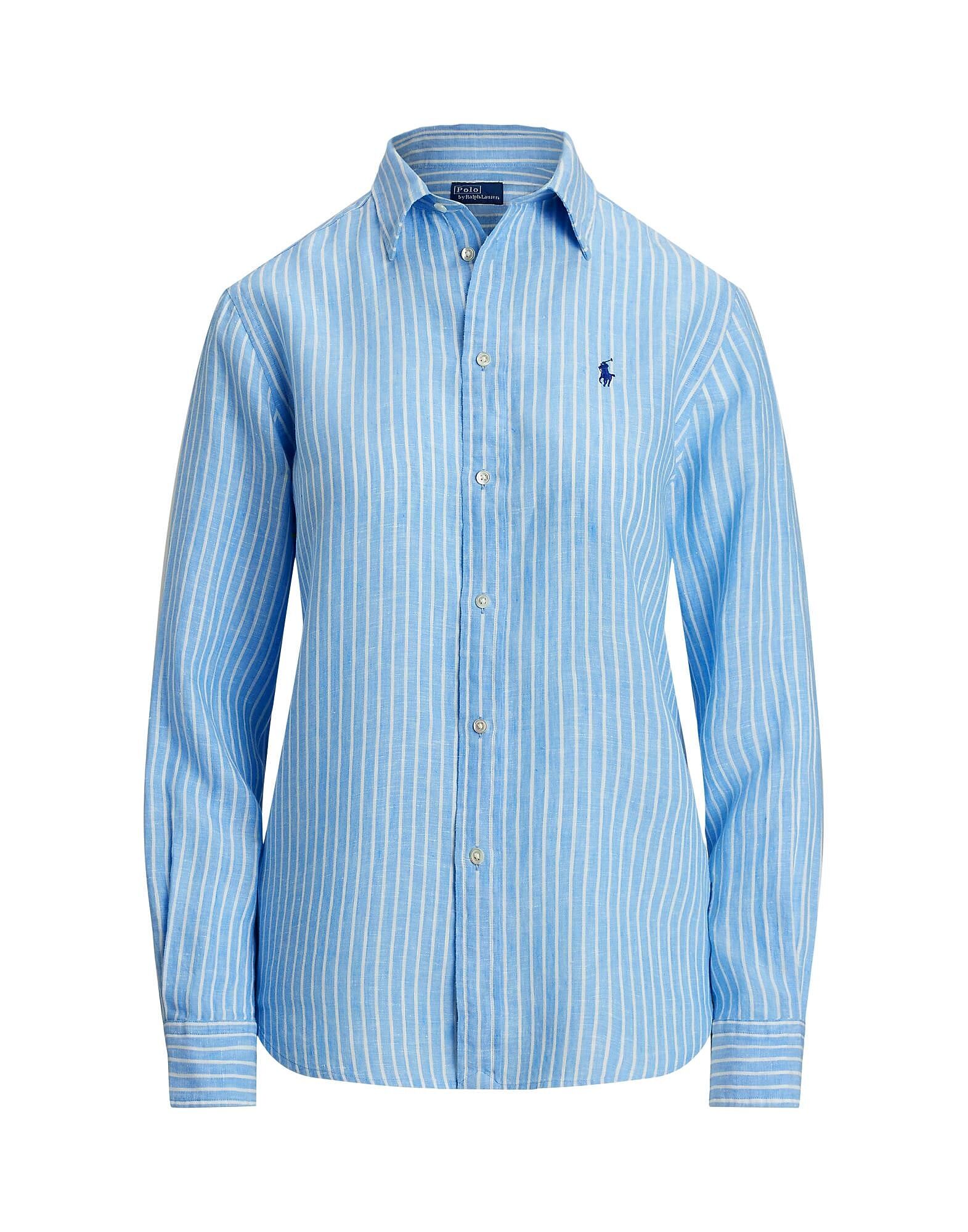 

Рубашка Classic Fit Striped Linen Shirt Polo Ralph Lauren, светло-голубой