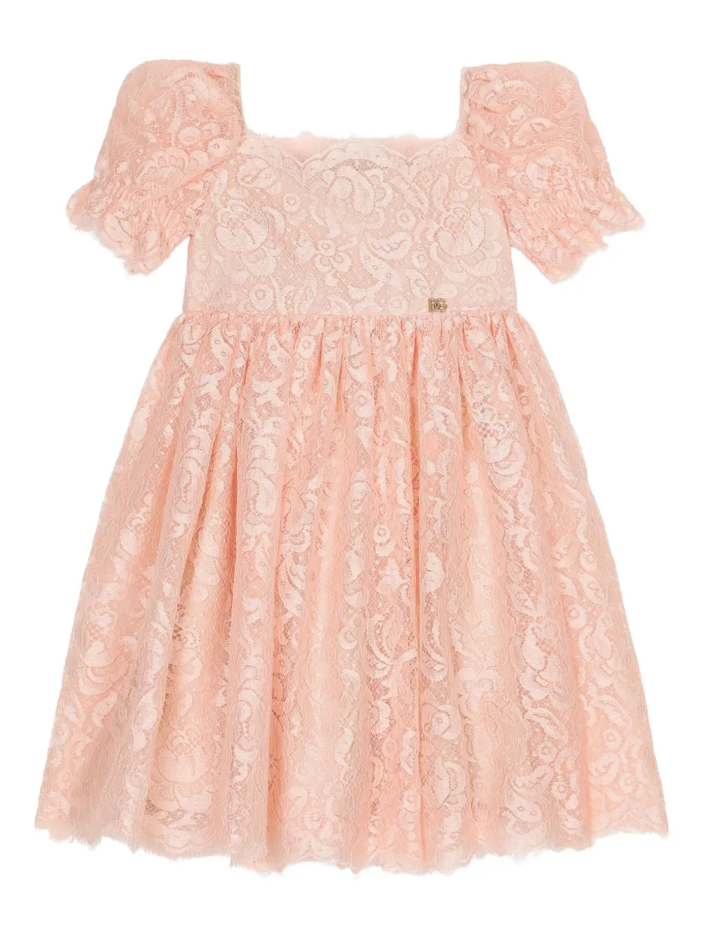 

Кружевное платье с короткими рукавами Dolce & Gabbana Kids, розовый
