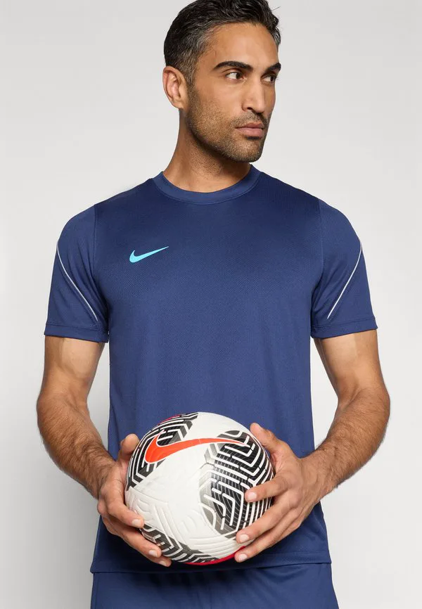 Лучшая спортивная футболка Nike Performance, Midnight Navy/Vivid Sky — фото 4