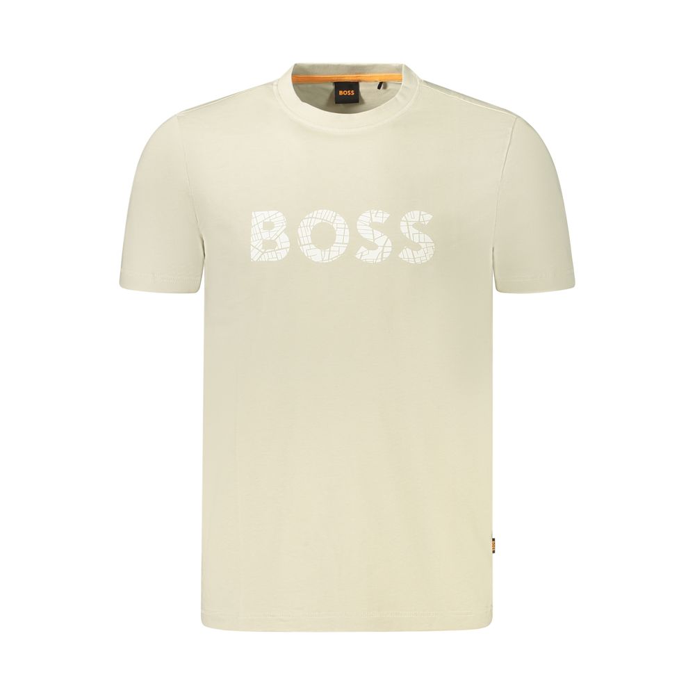 

Бежевая хлопковая мужская футболка Hugo Boss
