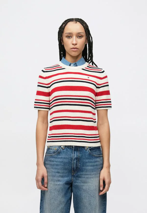 Свитер с кардиганным узором Tommy Hilfiger, Calico/Primary Red/Navy