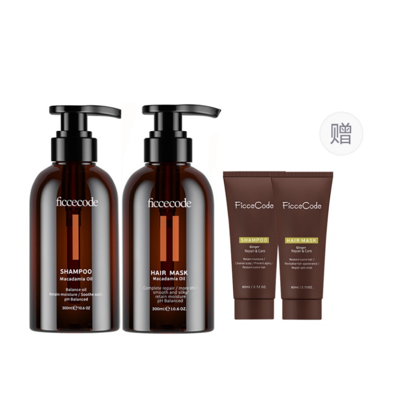 

Набор для увеличения объема и пышности волос cedar: шампунь 300 мл + маска для волос 300 мл + дорожный набор шампуня и кондиционера FicceCode, Argan Oil Shampoo 300ml + Hair Mask 300ml +Sample Wash Kit