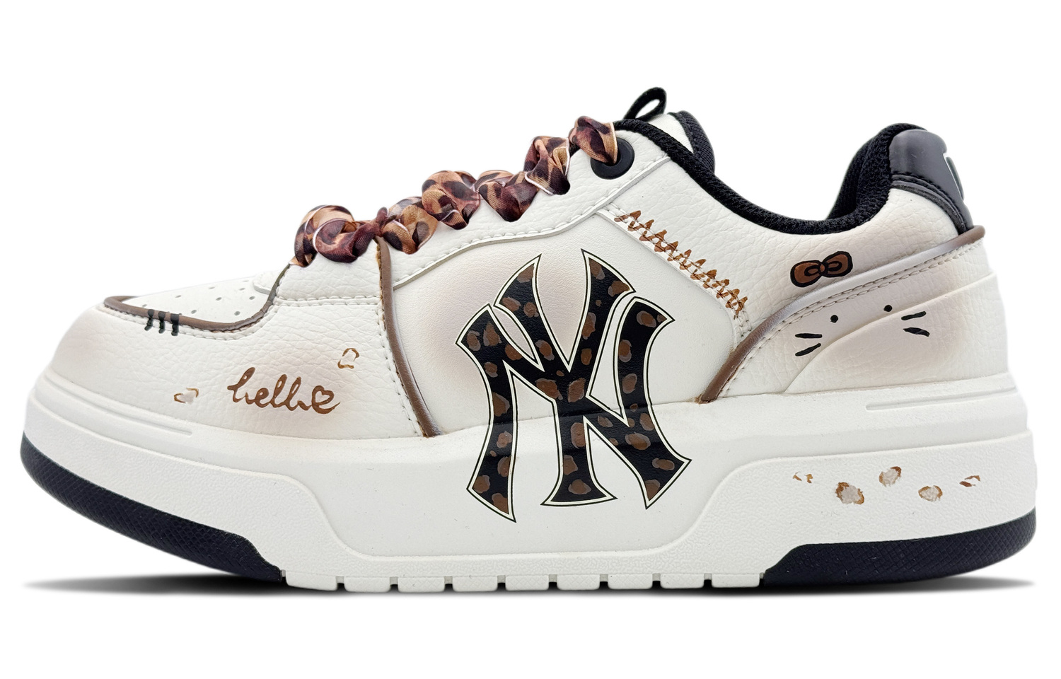 

MLB Chunky Liner Meowth Warm Brown высота увеличивающая низкие кожаные кроссовки для скейтборда Unisex