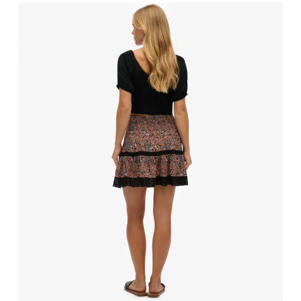 Юбка Superdry Printed Lace Trim short skirt, разноцветный — фото 4