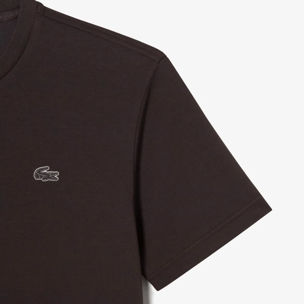 Мужская базовая футболка коричневого цвета от Lacoste — фото 3