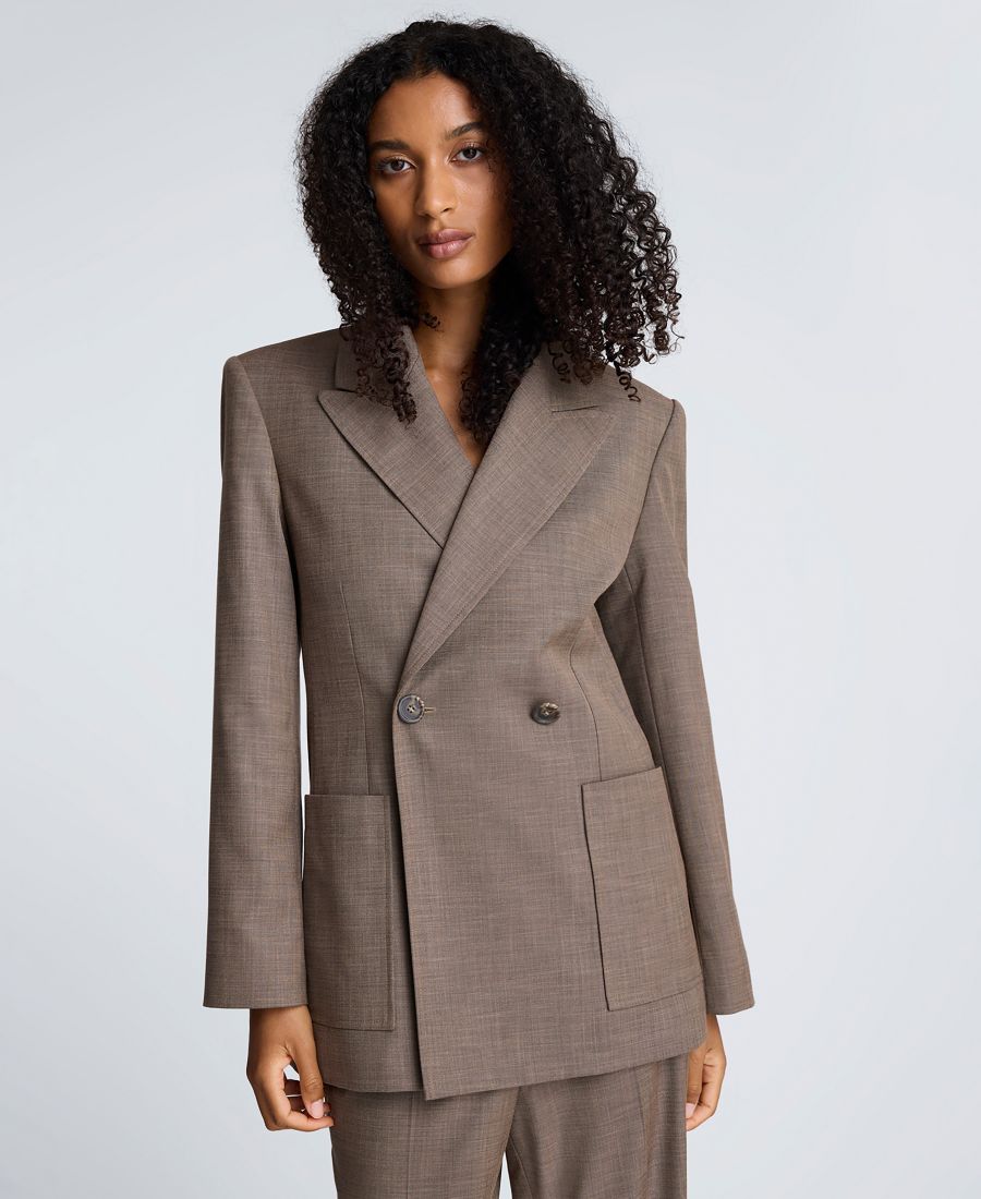 

Женский двубортный жакет-карандаш Kenneth Cole, Mink Taupe Melange