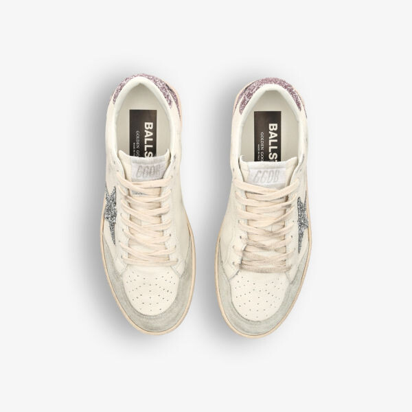 Кожаные низкие кеды ballstar 80184 с блестками Golden Goose, белый — фото 2