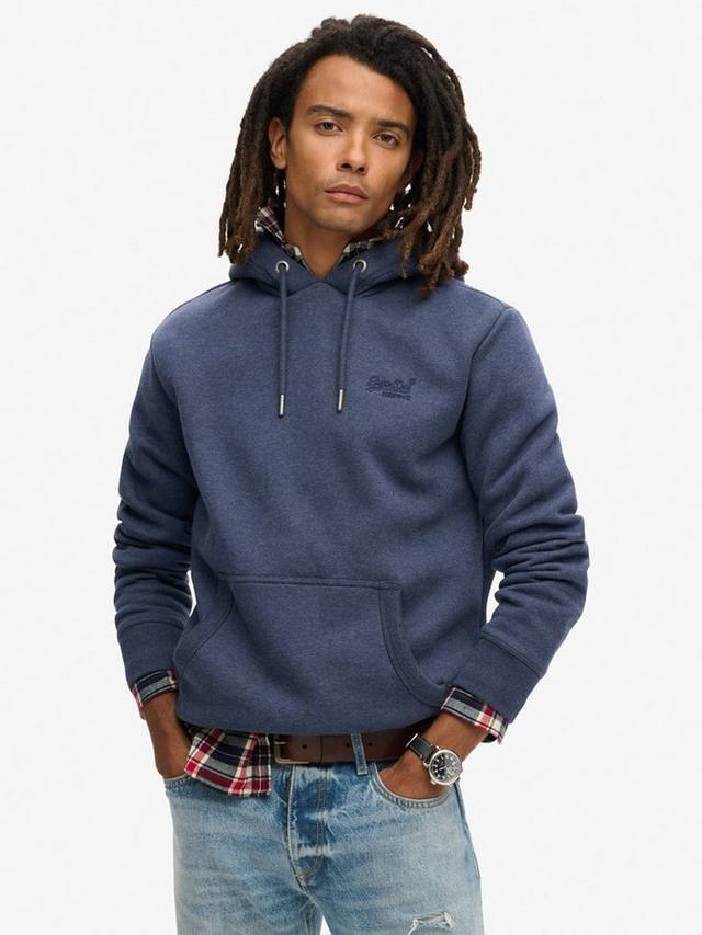 

Важно логотип хлопковая смесь толстовка с капюшоном Superdry, цвет Heritage Navy Marl