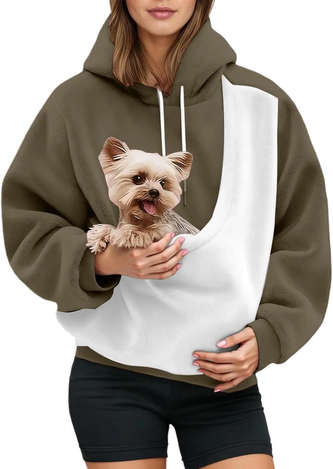 Толстовка с карманом для собаки, Cat Pouch Hoodie, C01 Army Green