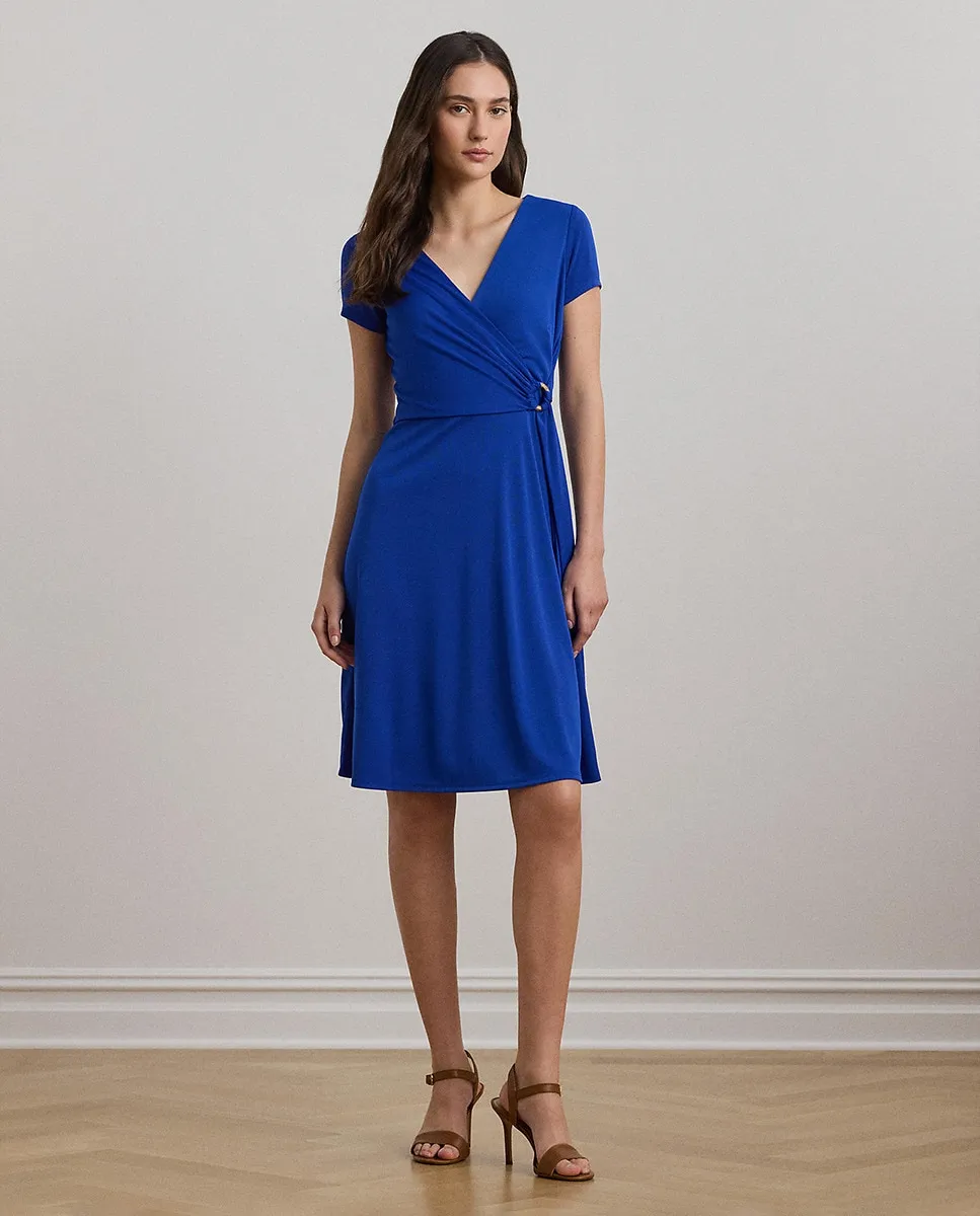 

Миди-платье с перекрестным лифом Lauren Ralph Lauren, синий