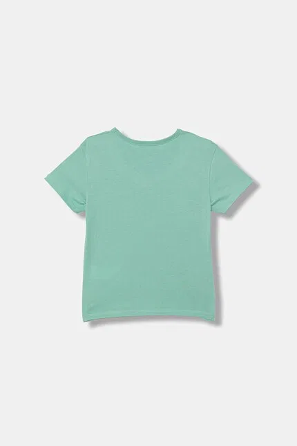 Футболка с коротким рукавом с принтом United Colors of Benetton, зеленый — фото 2