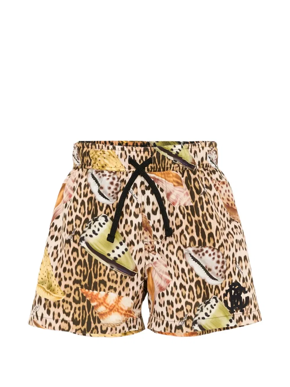 Шорты для купания с леопардовым принтом и ракушками Roberto Cavalli Junior, бежевый