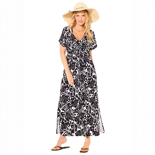 

Женское платье-макси plus size pack & go wrinkle-resistant Swimsuits For All, Black Palm