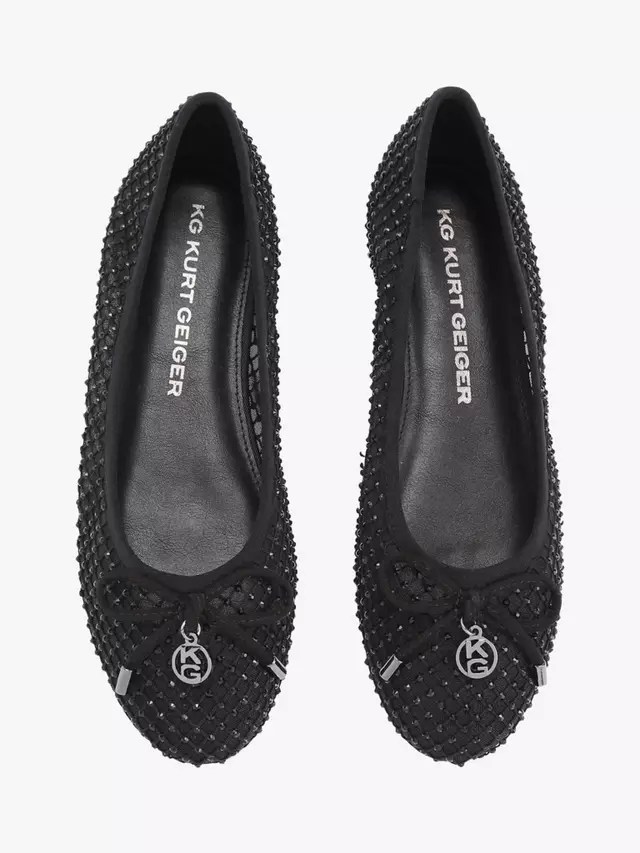 Балетки KG Kurt Geiger Mindy Suede Gem Embellished Mesh, черный — фото 3